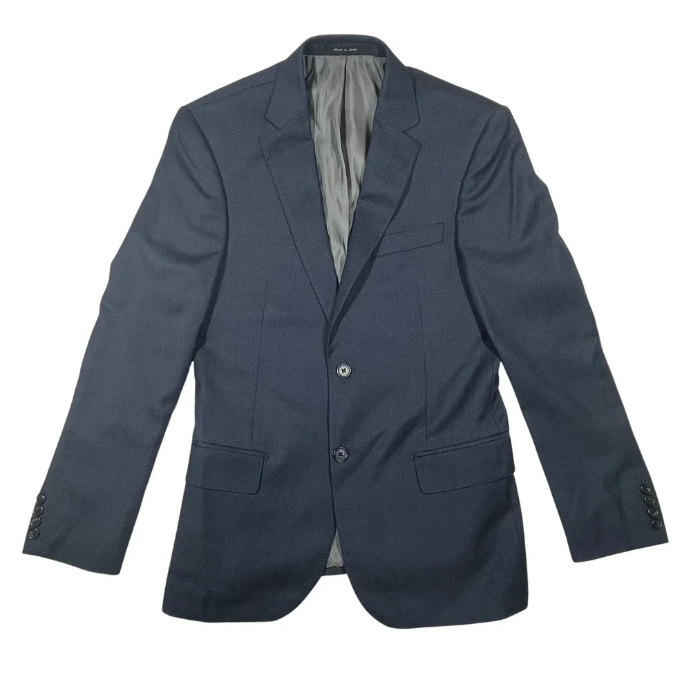Tiglio Luxe Novello Italian Wool Blazer Suit Jacket Men 38R Navy Birdseye *Flaw - Picture 2 of 16